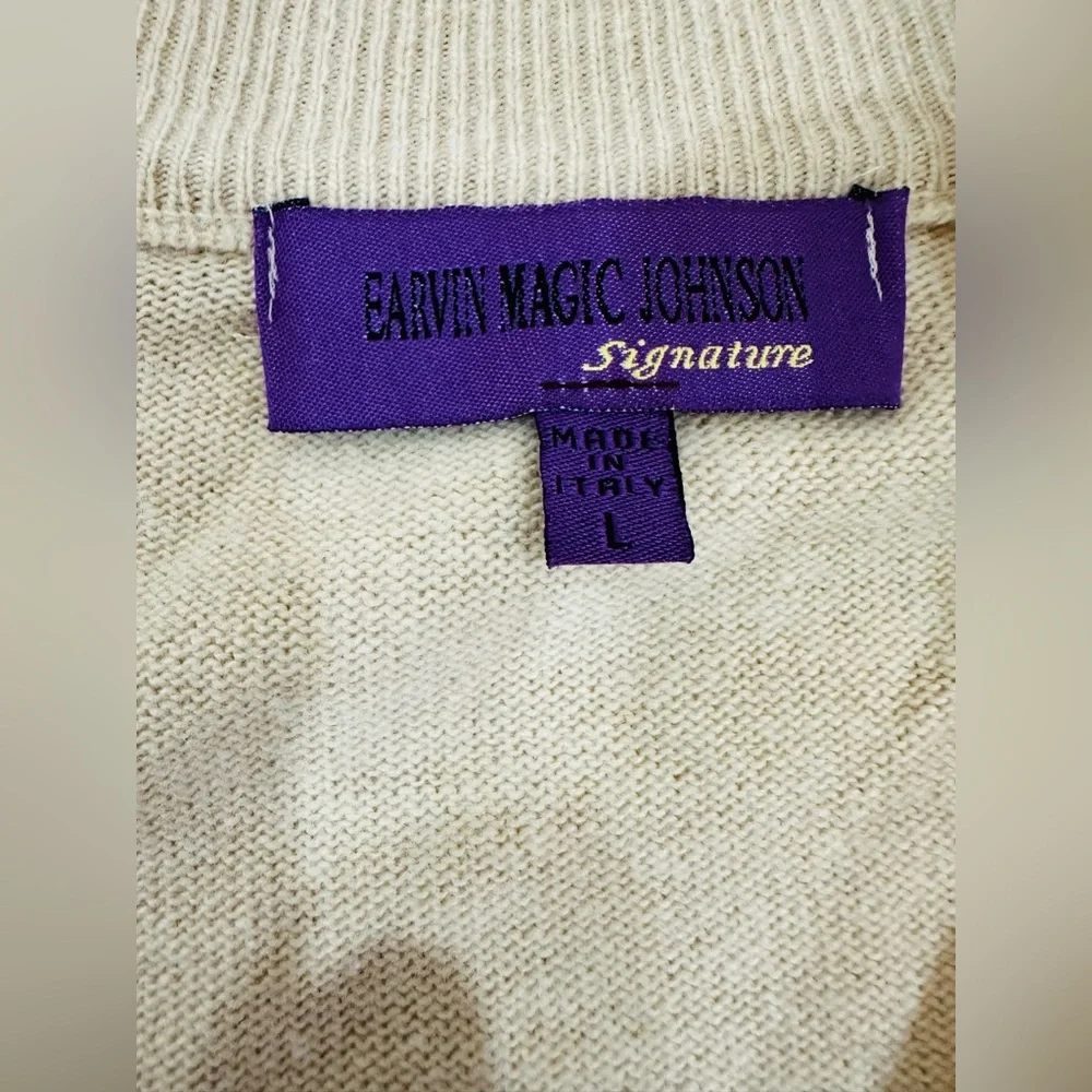 Earvin Magic Johnson Signature Sweater Size L‎ Made In Italy Wool Bland